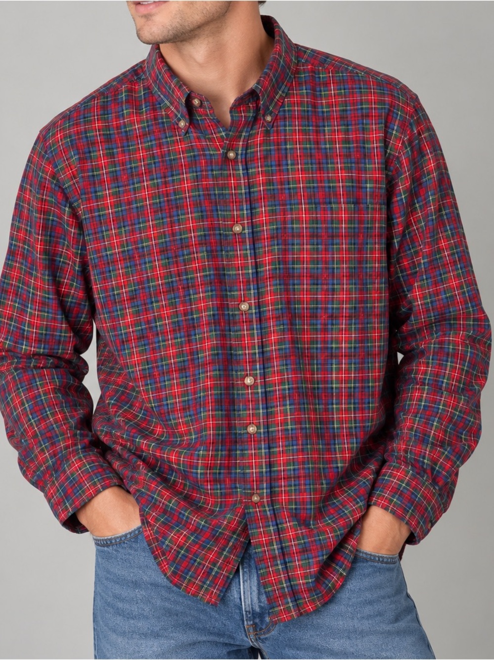 Pendleton Sir Pendleton Sz XXL Red Plaid 100% Wool Long Sleeve Button Down Shirt
